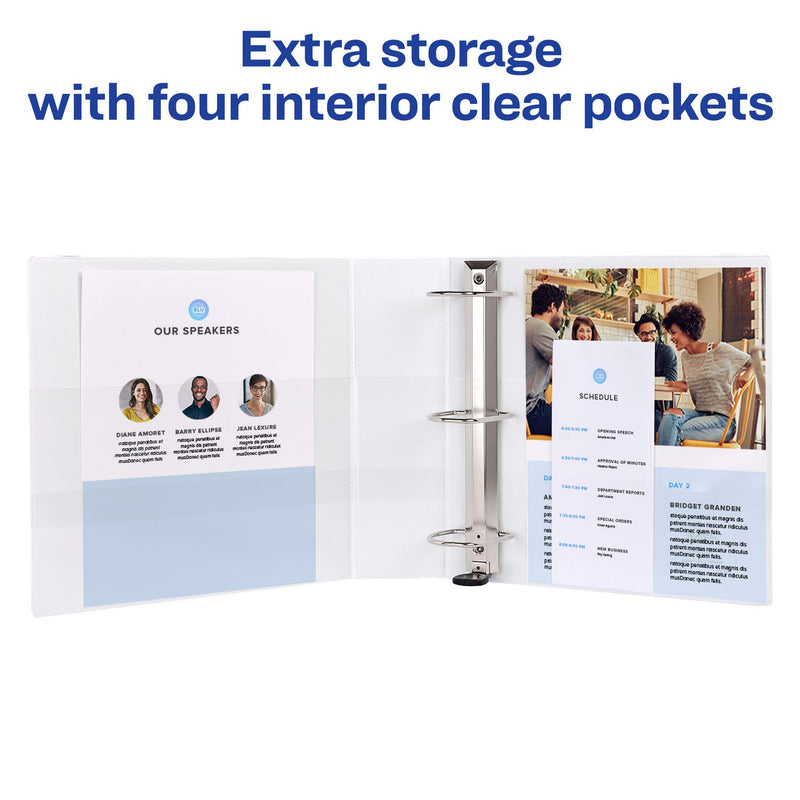 Avery® Heavy-Duty View Binder with DuraHinge and Locking One Touch EZD Rings, 3 Rings, 3" Capacity, 11 x 8.5, White, 4/Carton (AVE79193CT) Case of 4