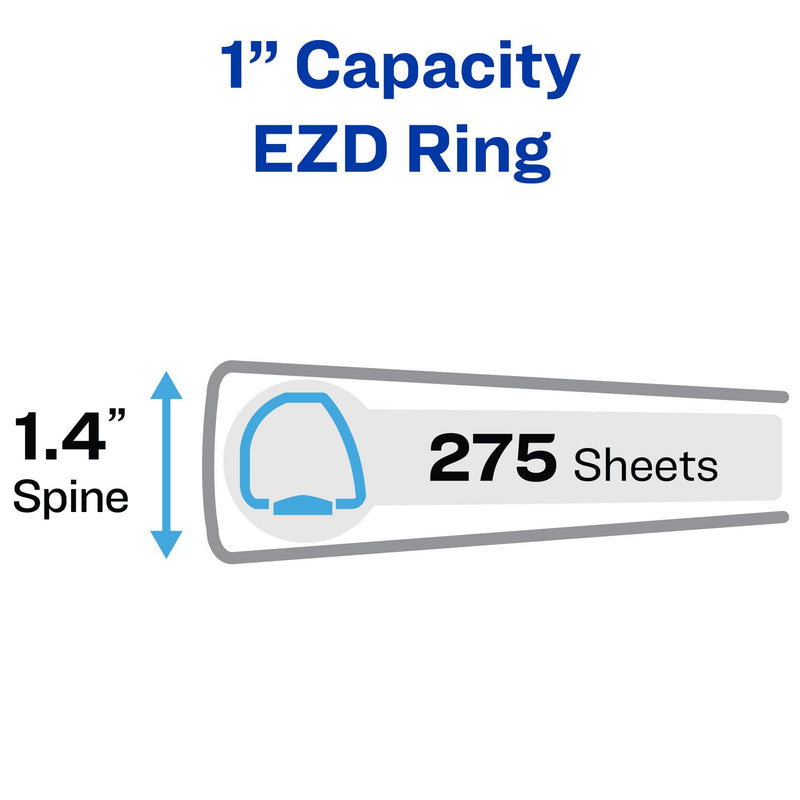 Avery® Heavy-Duty View Binder with DuraHinge and One Touch EZD Rings, 3 Rings, 1" Capacity, 11 x 8.5, Red, 12/Carton (AVE79170CT)