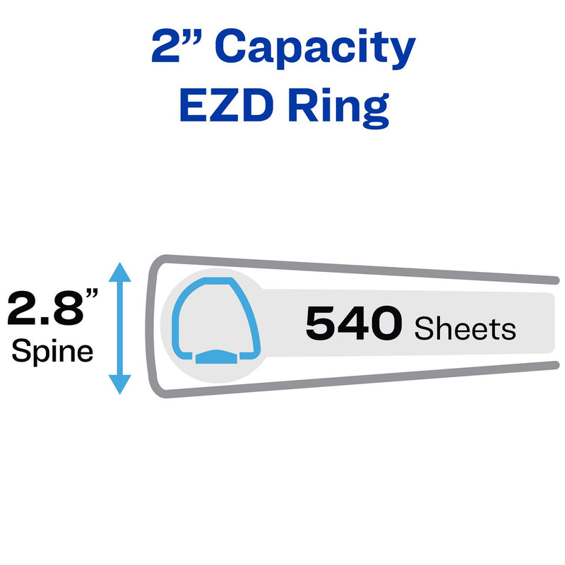 Avery® Heavy-Duty View Binder with DuraHinge and One Touch EZD Rings, 3 Rings, 2" Capacity, 11 x 8.5, Red, 6/Carton (AVE79225CT) Case of 6