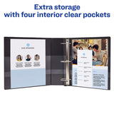 Avery® Heavy-Duty View Binder with DuraHinge and One Touch EZD Rings, 3 Rings, 3" Capacity, 11 x 8.5, Black, 4/Carton (AVE79693CT)