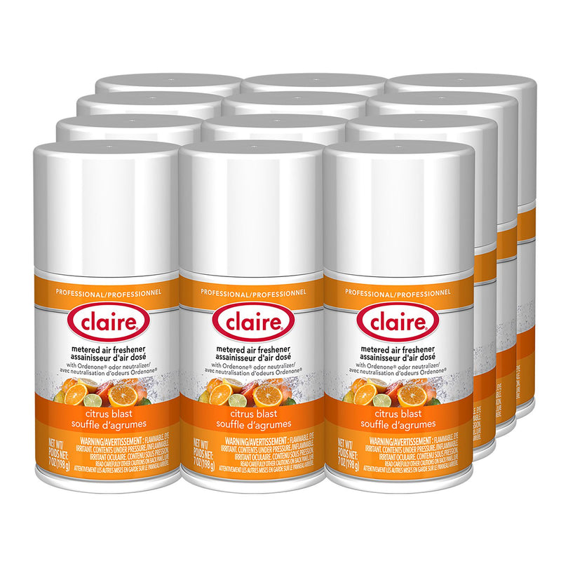 Claire Metered Air Freshener, 7 oz Aerosol Spray, Citrus Blast, 12/Carton (CGC112) Case of 12