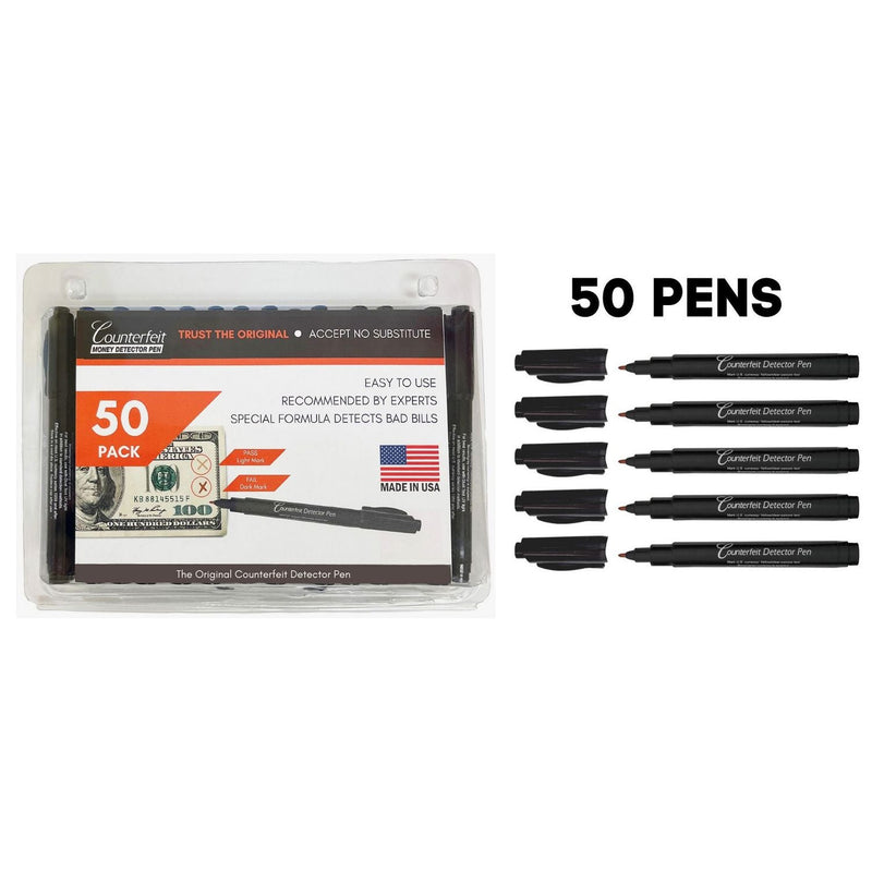 Dri-Mark® Counterfeit Bill Detector Marker Pen, 3 x 7.25 x 0.6, Black, 50/Pack (DRICFD50PK) Pack of 50