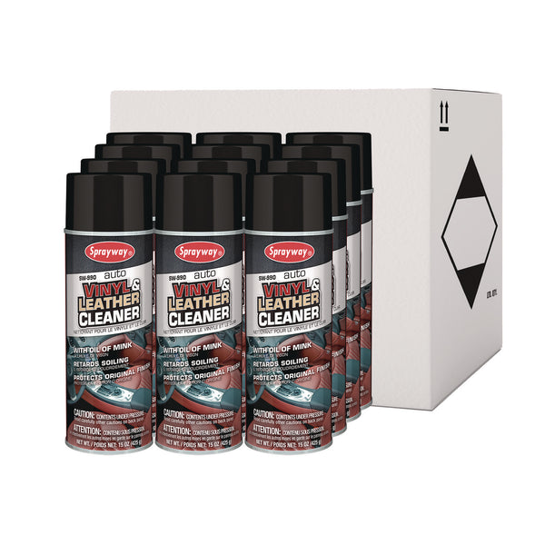 Sprayway Inc. Vinyl and Leather Cleaner, Leather Scent, 15 oz Aerosol Spray, 12/Carton (CGC990) Case of 12