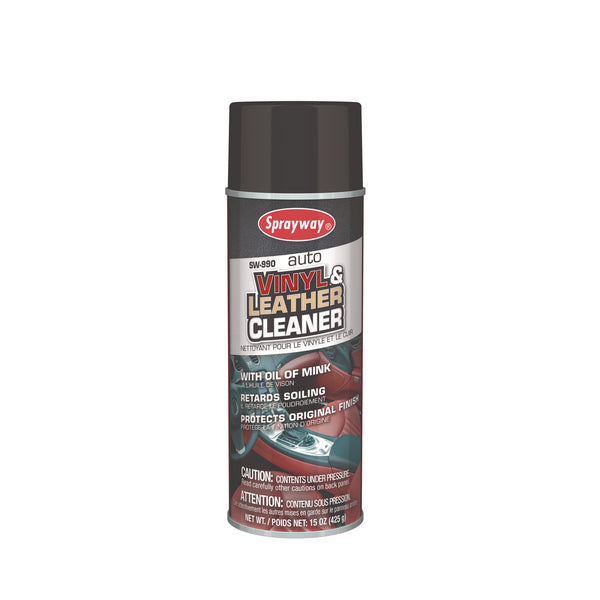 Sprayway Inc. Vinyl and Leather Cleaner, Leather Scent, 15 oz Aerosol Spray, 12/Carton (CGC990) Case of 12