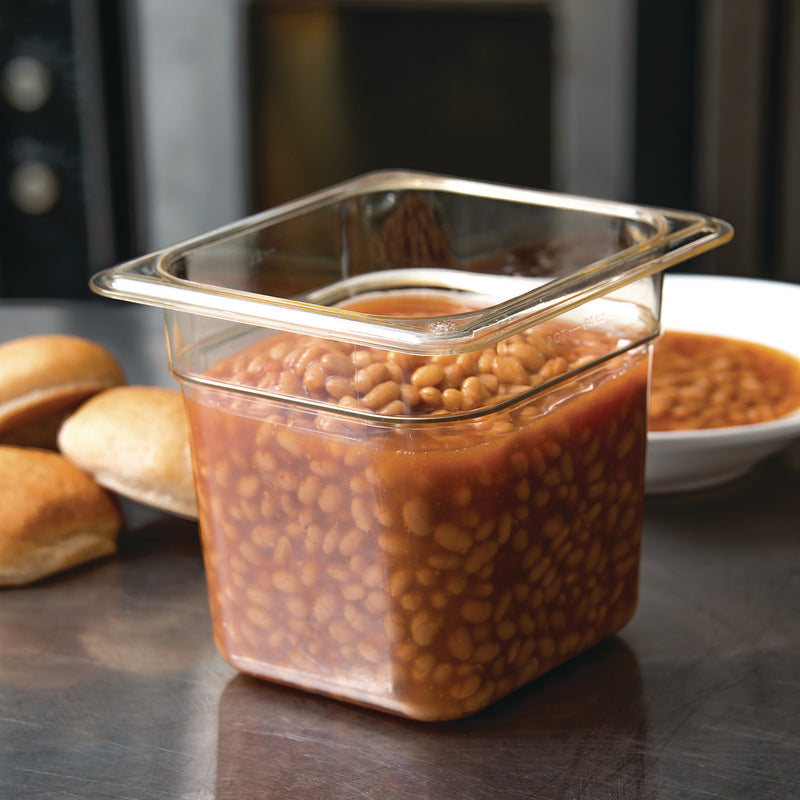 Carlisle StorPlus High Heat Food Pan, 2.5 qt, 6.38 x 6.75 x 6, Amber, Plastic (CFS3088513) Each