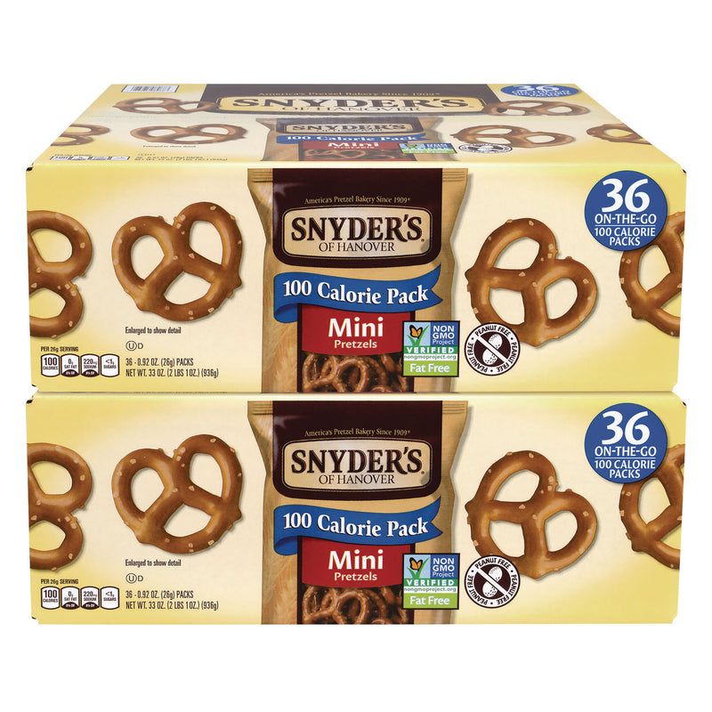 Snyder Manufacturing, Inc. Mini Pretzels. 0.92 oz Pack, 36 Packs/Box, 2 Boxes/Carton (GRR60004087) Case of 72