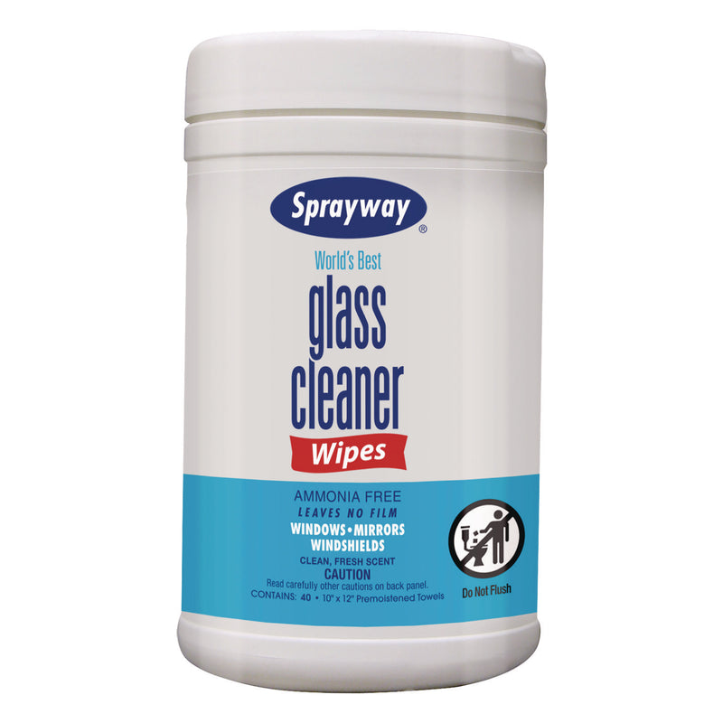 Sprayway Inc. Glass Cleaner Wipes, 1-Ply, 10 x 12, White, 6/Carton (CGC933) Case of 6