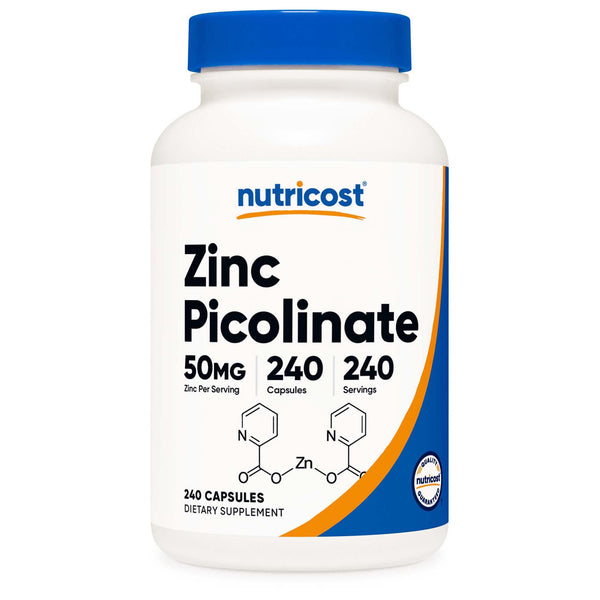 nutricost® Dietary Supplement Zinc Picolinate 50 mg Strength Capsule 240 Per Bottle (1270263_BT) 1/BT