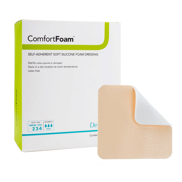 ComfortFoam™ Foam Dressing 4 X 5 Inch Without Border Film Backing Silicone Face Rectangle Sterile (1027617_EA) 1/EA