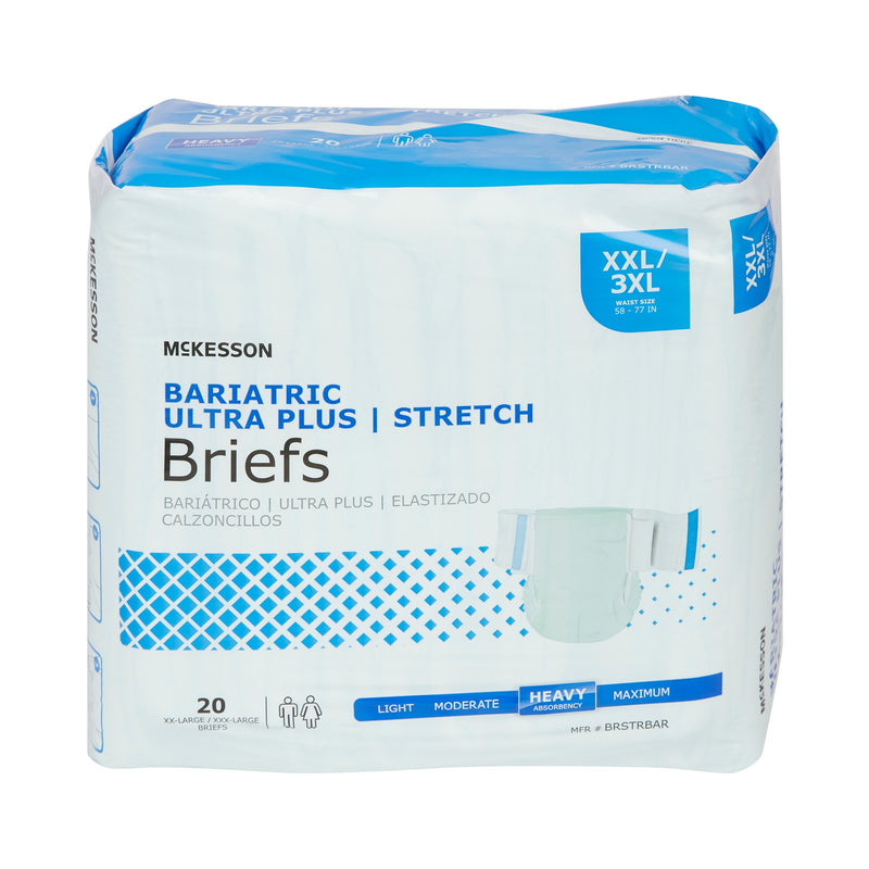McKesson Ultra Plus Stretch Unisex Adult Incontinence Brief 2X-Large / 3X-Large Disposable Heavy Absorbency (973140_BG) 20/BG