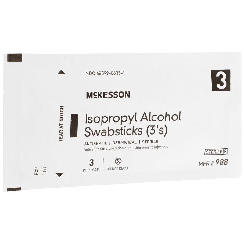 McKesson Impregnated Swabstick 70% Strength Isopropyl Alcohol Individual Packet Sterile (854754_PK) 1/PK