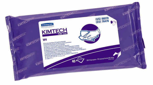 Kimtech™ W4 Surface Disinfectant Cleaner Premoistened Cleanroom Manual Pull Wipe 40 Count Soft Pack Alcohol Scent NonSterile (513700_BX) 40/BX