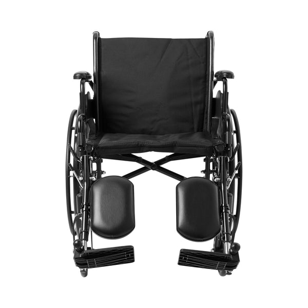 McKesson Lightweight Wheelchair Dual Axle Desk Length Arm Swing-Away Elevating Legrest Black Upholstery 20 Inch Seat Width Adult 300 lbs. Weight Capacity (1065287_EA) 1/EA