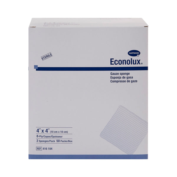 Econolux® Gauze Sponge 4 X 4 Inch 8-Ply Sterile 2 per Pack (575850_BX) 100/BX