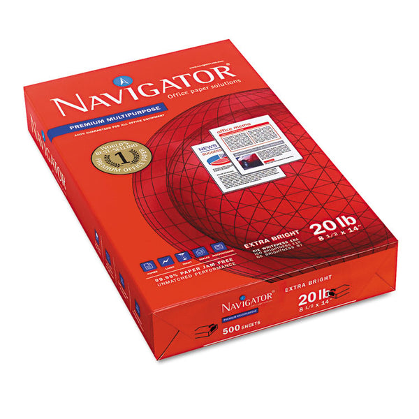 Navigator® Premium Multipurpose Copy Paper, 97 Bright, 20 lb Bond Weight, 8.5 x 14, White, 500 Sheets/Ream, 10 Reams/Carton (SNANMP1420) 10 Reams