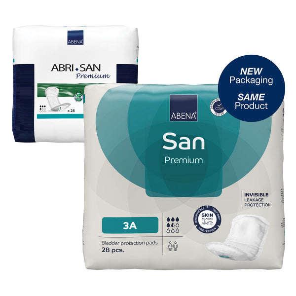 Abena® San Premium Bladder Control Pad 4.3 X 12.9 Inch Moderate Absorbency Fluff / Polymer Core Size 3A (1218215_PK) 28/PK