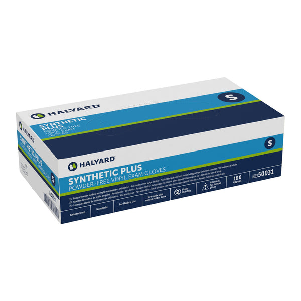 Halyard™ Exam Glove Small NonSterile Vinyl Standard Cuff Length Smooth White Not Rated (447637_BX) 100/BX