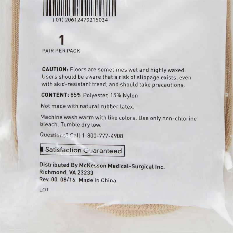 McKesson Slipper Socks Unisex Adult X-Large Single Tread Single Patient Use Tan (1038460_CS) 48/CS
