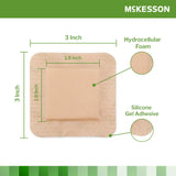 McKesson Foam Dressing 3 X 3 Inch With Border Film Backing Silicone Gel Adhesive Square Sterile (886431_BX) 10/BX