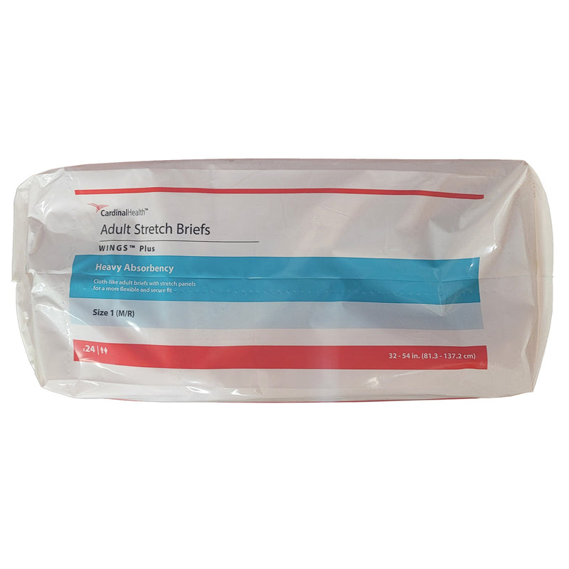 Wings™ Plus Unisex Adult Incontinence Brief Size 1 Disposable Heavy Absorbency (1214301_BG) 24/BG