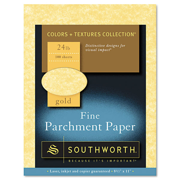Southworth® Parchment Specialty Paper, 24 lb Bond Weight, 8.5 x 11, Gold, 100/Pack (SOUP994CK336)