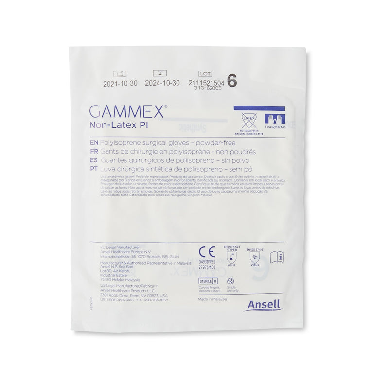GAMMEX® Non-Latex PI Surgical Glove Size 6 Sterile Polyisoprene Standard Cuff Length Micro-Textured White Chemo Tested (765476_CS) 200/CS
