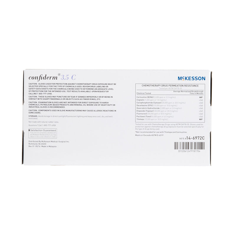 McKesson Confiderm® 3.5C Exam Glove X-Small NonSterile Nitrile Standard Cuff Length Textured Fingertips Blue Chemo Tested (765873_BX) 200/BX