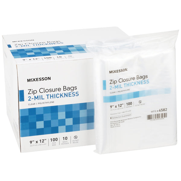 McKesson Reclosable Bag 9 X 12 Inch Polyethylene Clear Zipper Closure (911644_BX) 10/BX