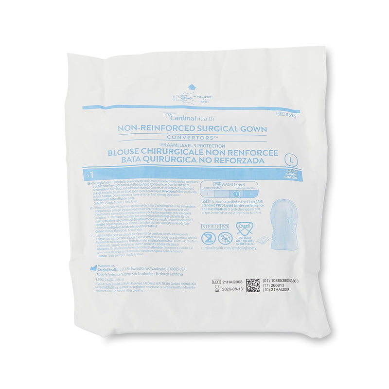 Astound® Non-Reinforced Surgical Gown with Towel Large Blue Sterile AAMI Level 3 Disposable (251111_EA) 1/EA