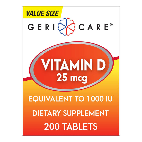 Geri-Care® Vitamin Supplement Vitamin D3 1,000 IU Strength Tablet 200 per Bottle (1150848_BT) 1/BT