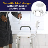 drive™ Bath Bench Padded Removable Arms Aluminum Frame With Backrest 16 Inch Seat Width 300 lbs. Weight Capacity (1032859_EA) 1/EA