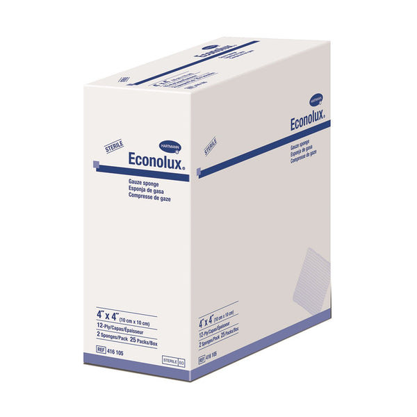Econolux® Gauze Sponge 4 X 4 Inch 12-Ply Sterile 2 per Pack (1088429_BX) 25/BX