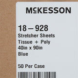 McKesson Stretcher Sheet Flat 40 W X 90 L Inch Blue 50% Cellulose Tissue / 50% Polyethylene Film Disposable (222919_CS) 50/CS