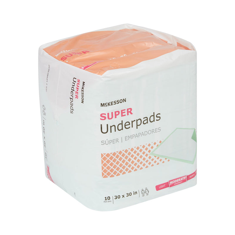 McKesson Super Disposable Underpad 30 X 30 Inch Fluff / Polymer Moderate Absorbency (724049_BG) 10/BG