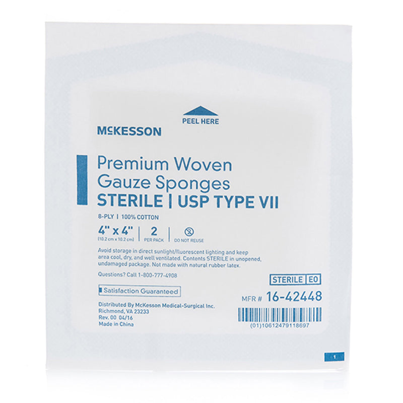 McKesson Gauze Sponge 4 X 4 Inch 8-Ply Sterile 2 per Pack (447085_PK) 1/PK