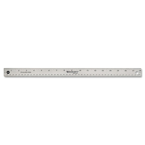 Westcott® Stainless Steel Office Ruler With Non Slip Cork Base, Standard/Metric, 18" Long (ACM10417) Each