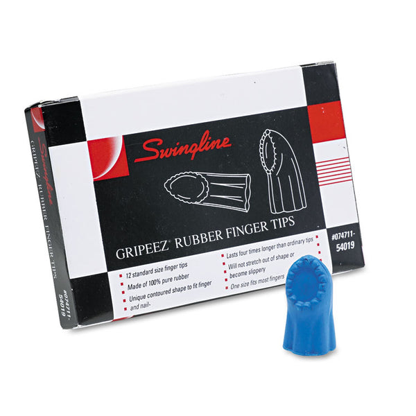 Swingline® Gripeez Finger Tips, 11 1/2 (Medium), Blue, Dozen (SWI54019)