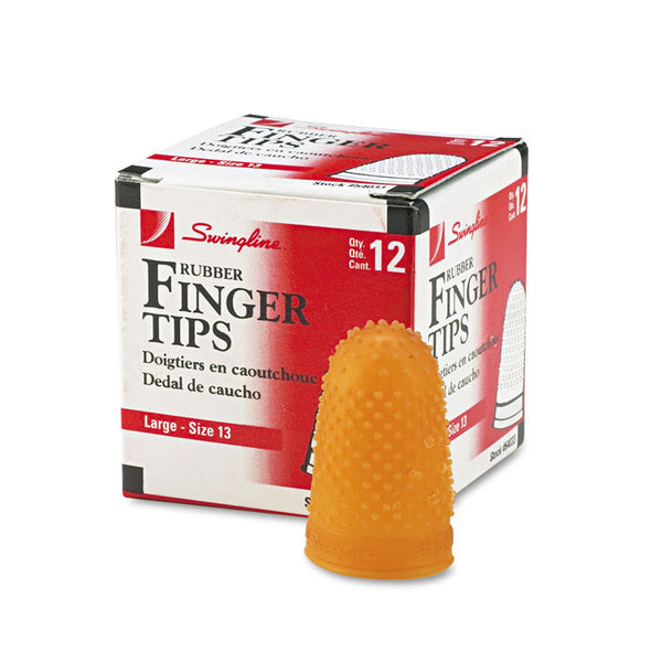 Swingline® Rubber Finger Tips, 13 (Large), Amber, Dozen (SWI54033)