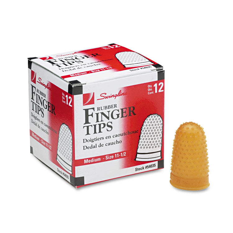 Swingline® Rubber Finger Tips, 11 1/2 (Medium), Amber, Dozen (SWI54035)