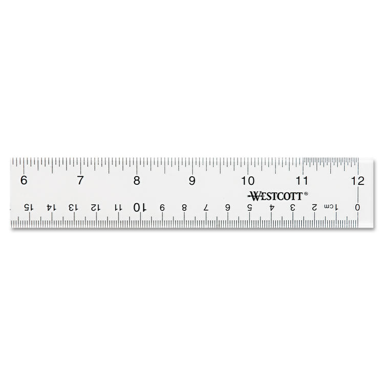 Westcott® Clear Flexible Acrylic Ruler, Standard/Metric, 12" Long, Clear (ACM10562)