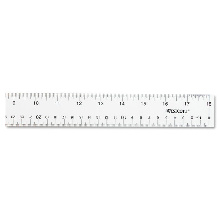 Westcott® Clear Flexible Acrylic Ruler, Standard/Metric, 18" Long, Clear (ACM10564)