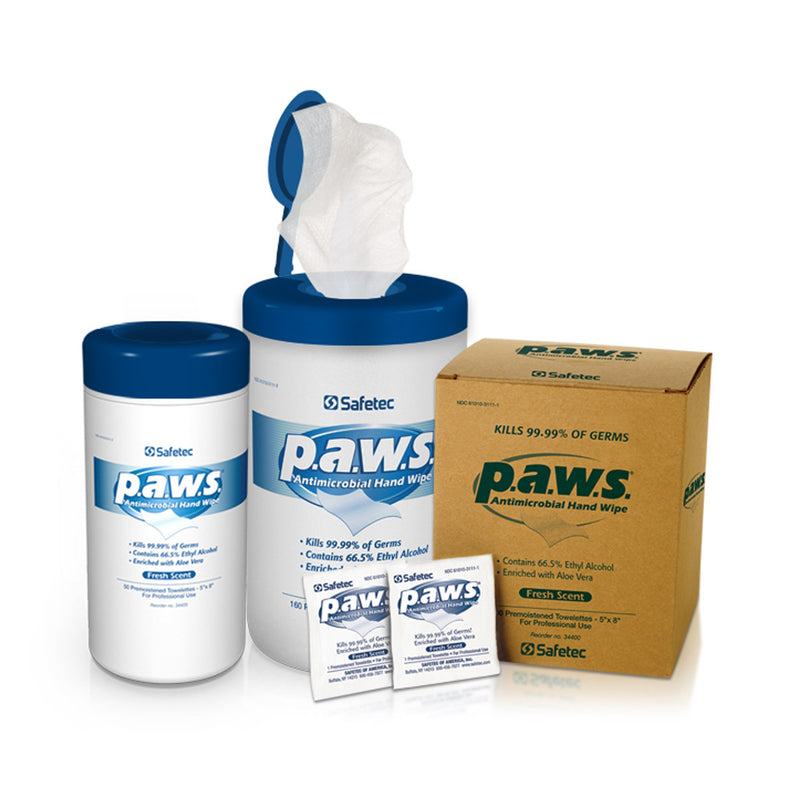 P.A.W.S.® Hand Sanitizing Wipe 100 Count Ethyl Alcohol Wipe Individual Packet (628359_CS) 1000/CS