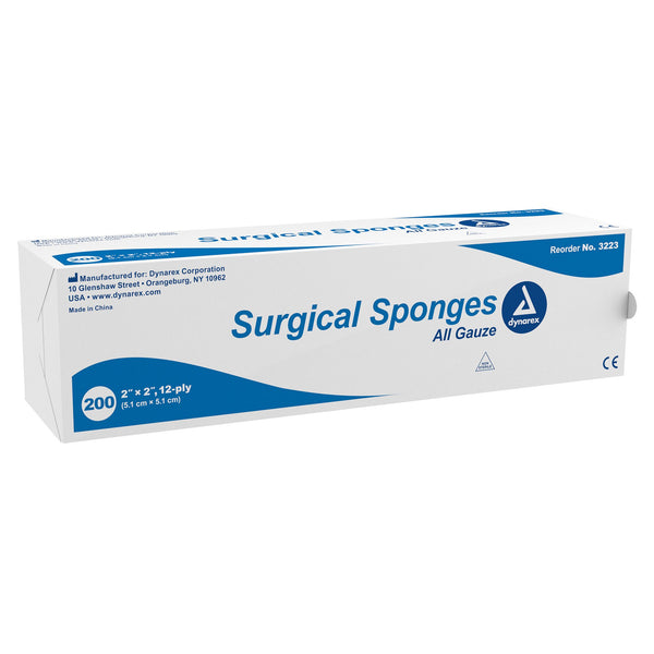 Dynarex® Gauze Sponge 2 X 2 Inch 12-Ply NonSterile 200 per Pack (798411_BX) 200/BX