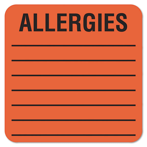 Tabbies® Allergy Warning Labels, ALLERGIES, 2 x 2, Fluorescent Red, 500/Roll (TAB40560) 1 Roll