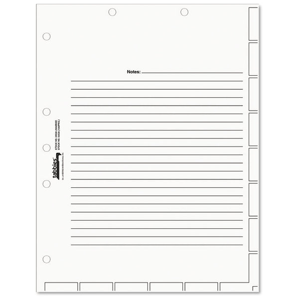 Tabbies® Medical Chart Index Divider Sheets, Untabbed, 11 x 8.5, White, 400/Box (TAB54520)