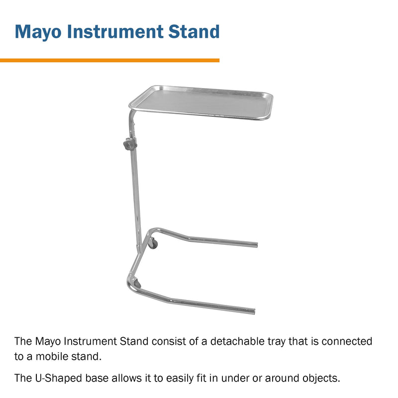 McKesson Mayo Instrument Stand Hand Operated Single Post U-Shaped Base Small Tray (691124_EA) 1/EA