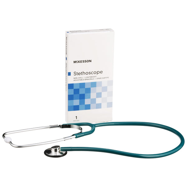 McKesson General Exam Stethoscope Teal Blue 1-Tube 21 Inch Tube Single Sided Chestpiece (363740_EA) 1/EA