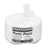 Tablemate® Plastic Dinnerware, Compartment Plates, 9" dia, White, 125/Pack (TBL19644WH)