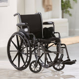 McKesson Lightweight Wheelchair Dual Axle Desk Length Arm Swing-Away Footrest Black Upholstery 16 Inch Seat Width Adult 300 lbs. Weight Capacity (1065282_EA) 1/EA
