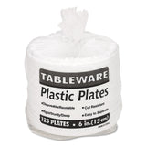 Tablemate® Plastic Dinnerware, Plates, 6" dia, White, 125/Pack (TBL6644WH)